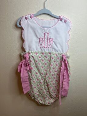 Pink Tulip Monogram AUM One-Piece Girl